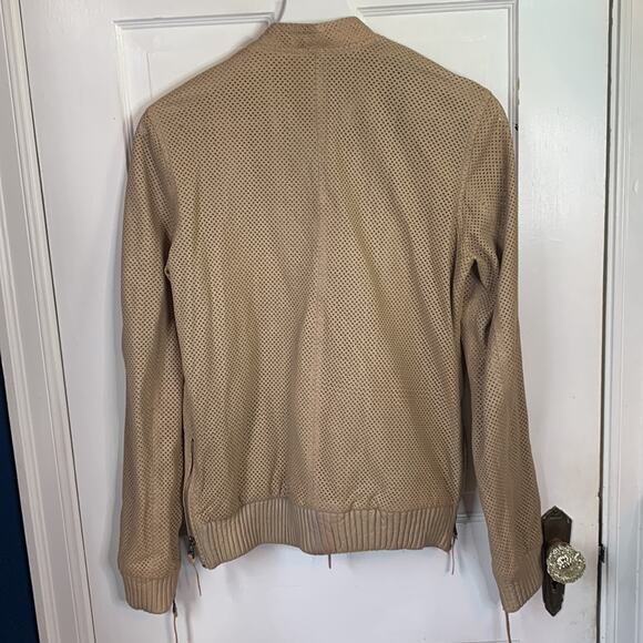 Bano eeMee Women’s Leather Tan Canadian Made Mesh Moto Jacket Size 4 - Picture 8 of 10